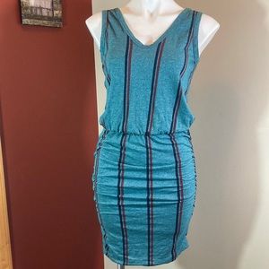 💙Sundry Teal Stripe Crunch Dress